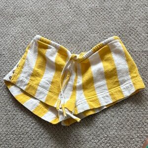 Yellow and White Striped Free People Shorts